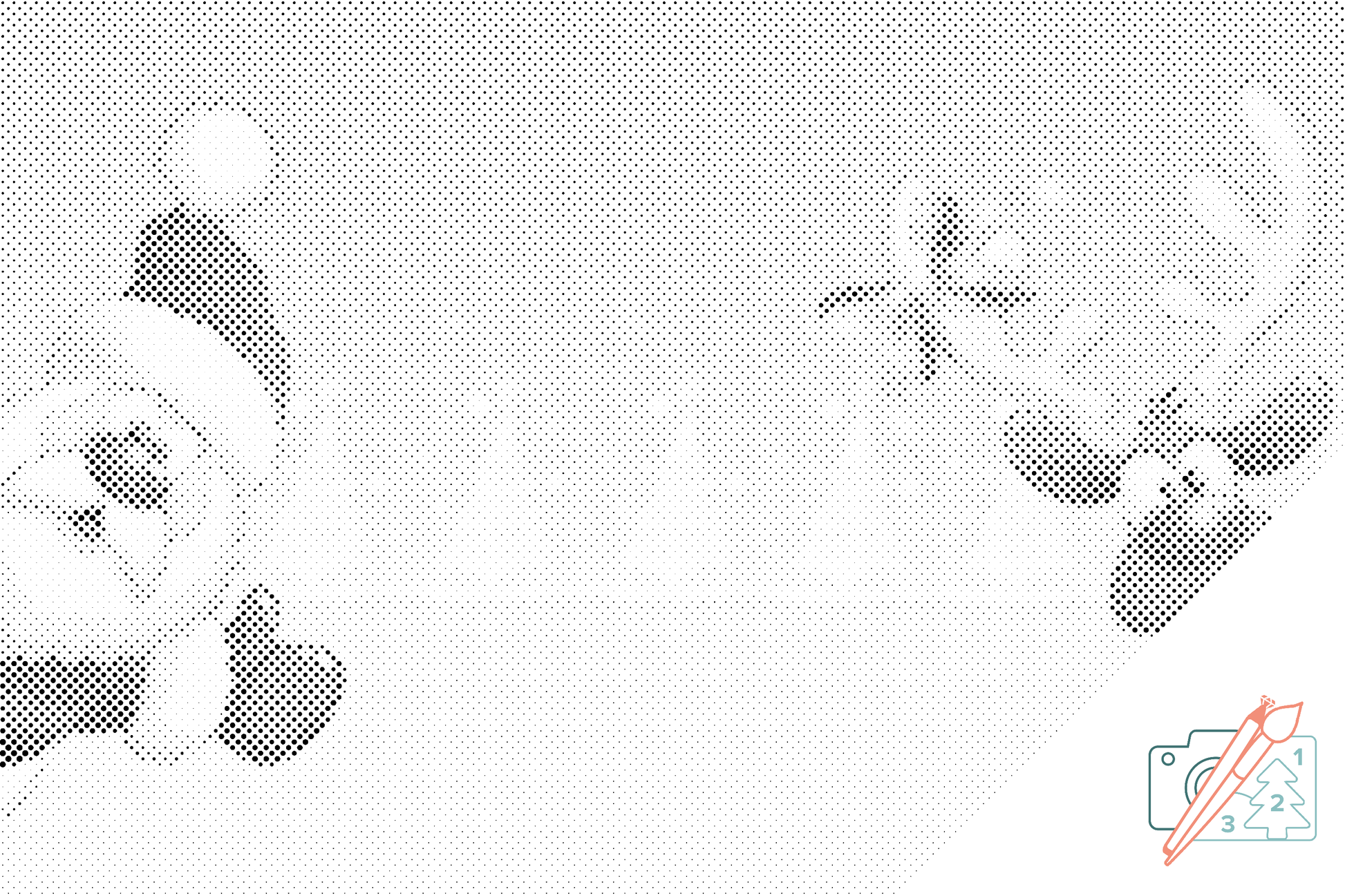 Mal-med-prikker -  Julemanden og rensdyret Rudolf