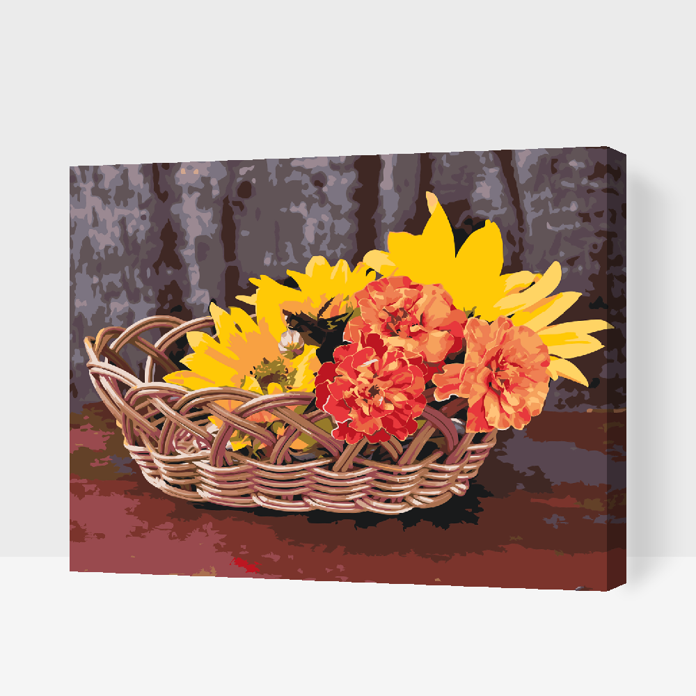 Paint by Numbers - Kurv med blomster