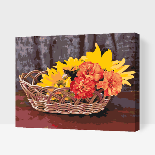 Paint by Numbers - Kurv med blomster