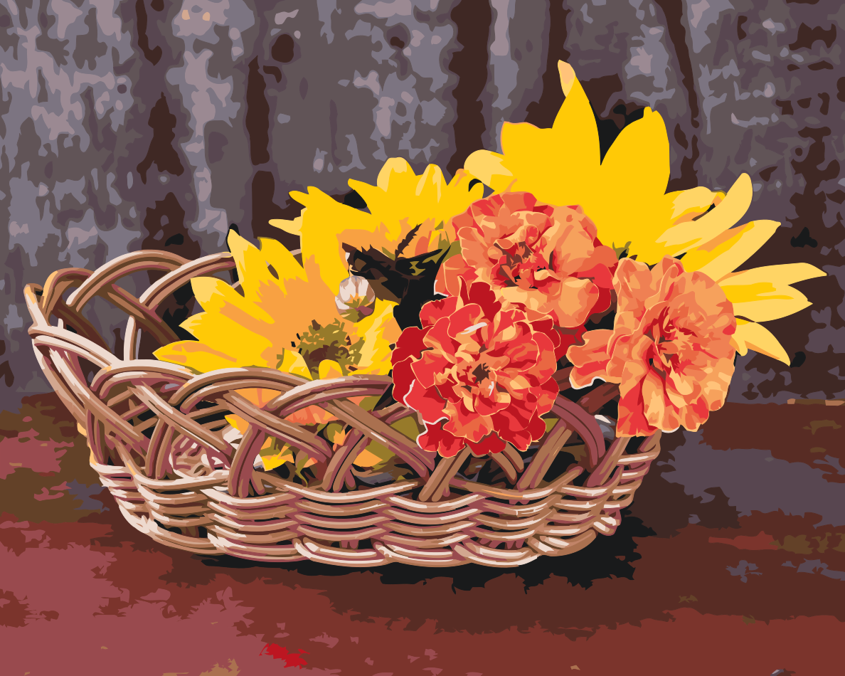 Paint by Numbers - Kurv med blomster