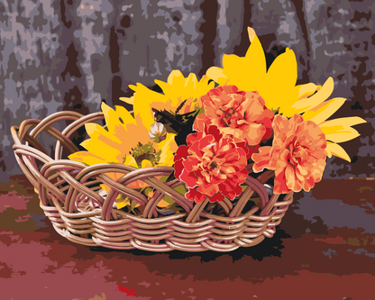 Paint by Numbers - Kurv med blomster