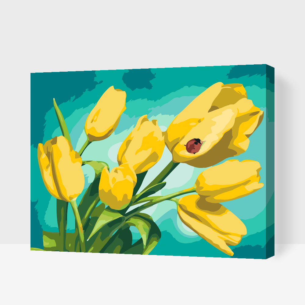 Paint by Numbers - Tulipaner og Mariehøne