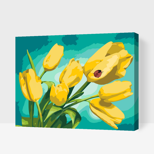 Paint by Numbers - Tulipaner og Mariehøne