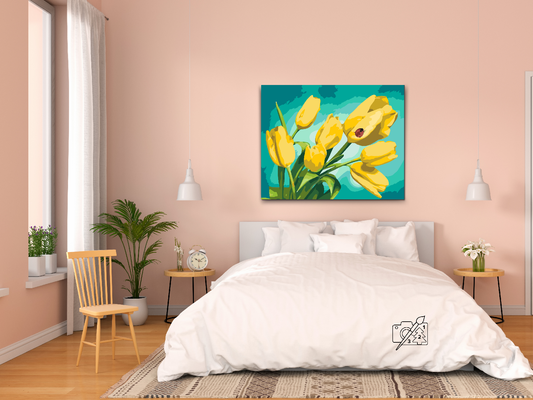 Paint by Numbers - Tulipaner og Mariehøne