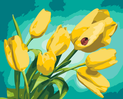 Paint by Numbers - Tulipaner og Mariehøne