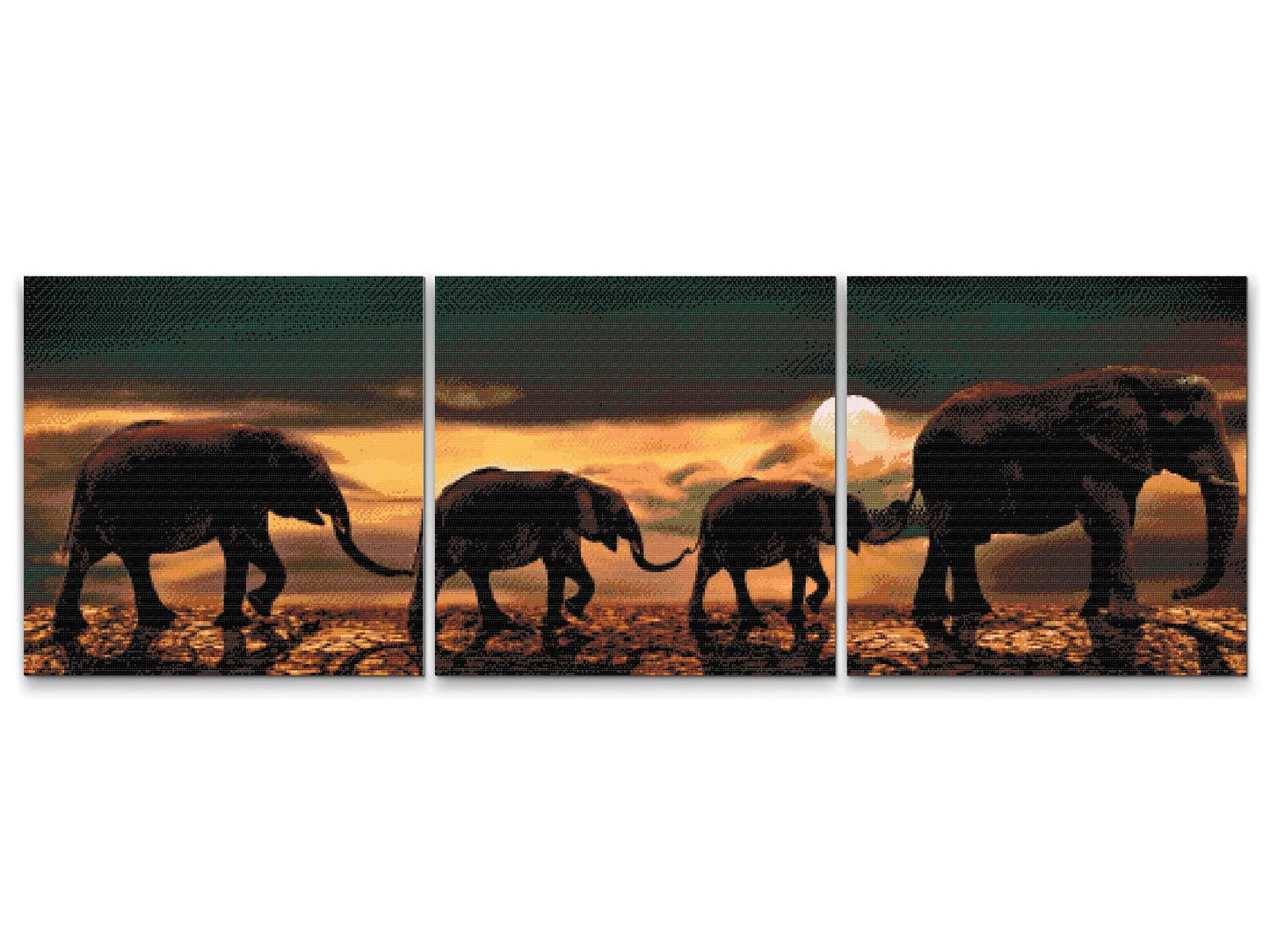 Diamond Painting - Elefantmarch gennem savannen (sæt af 3)