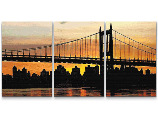 Diamond Painting - Solnedgang i byen (sæt af 3)