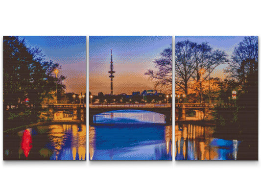 Diamond Painting - Hamburg ved solnedgang (sæt af 3)