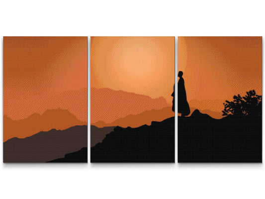Diamond Painting - Monk at Sunset (sæt af 3)