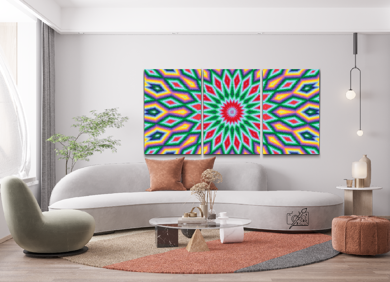 Diamond Painting - Farvet tekstur 7 (sæt af 3)