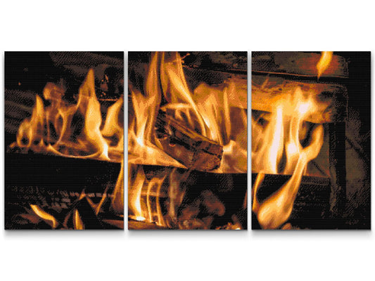 Diamond Painting - Fire in the Fireplace (sæt af 3)