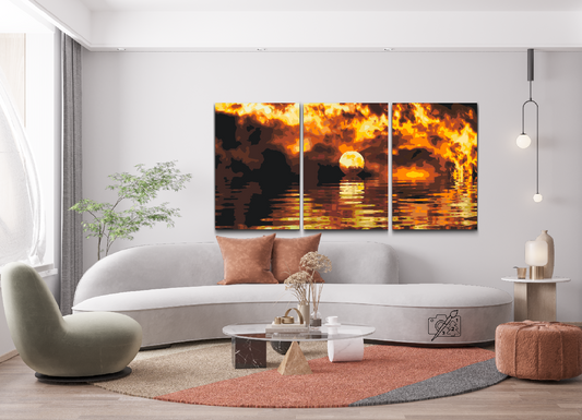 Paint by Numbers - Fire Sunset (sæt af 3)