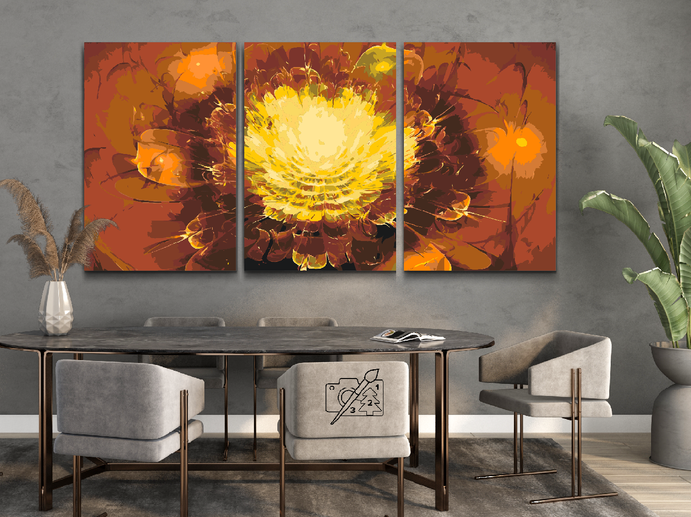 Paint by Numbers - Golden Flower (sæt af 3)