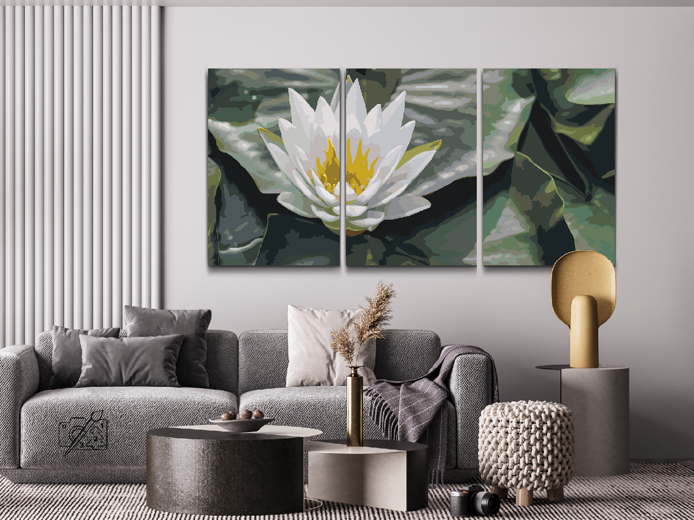 Paint by Numbers - Lotusblomst, Symbol på Visdom (sæt af 3)