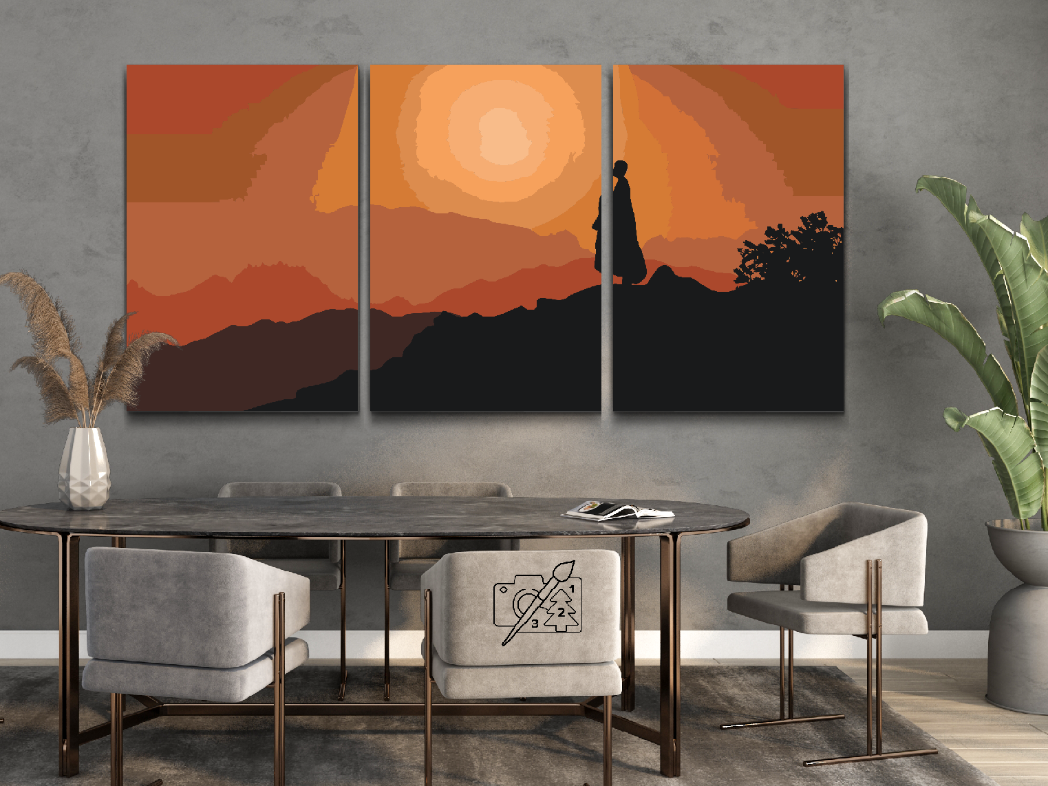 Paint by Numbers - Monk at Sunset (sæt af 3)