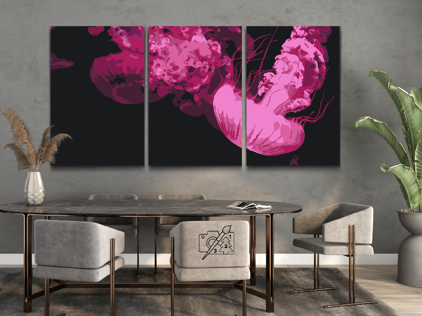 Paint by Numbers - Pink Jellyfish (sæt af 3)