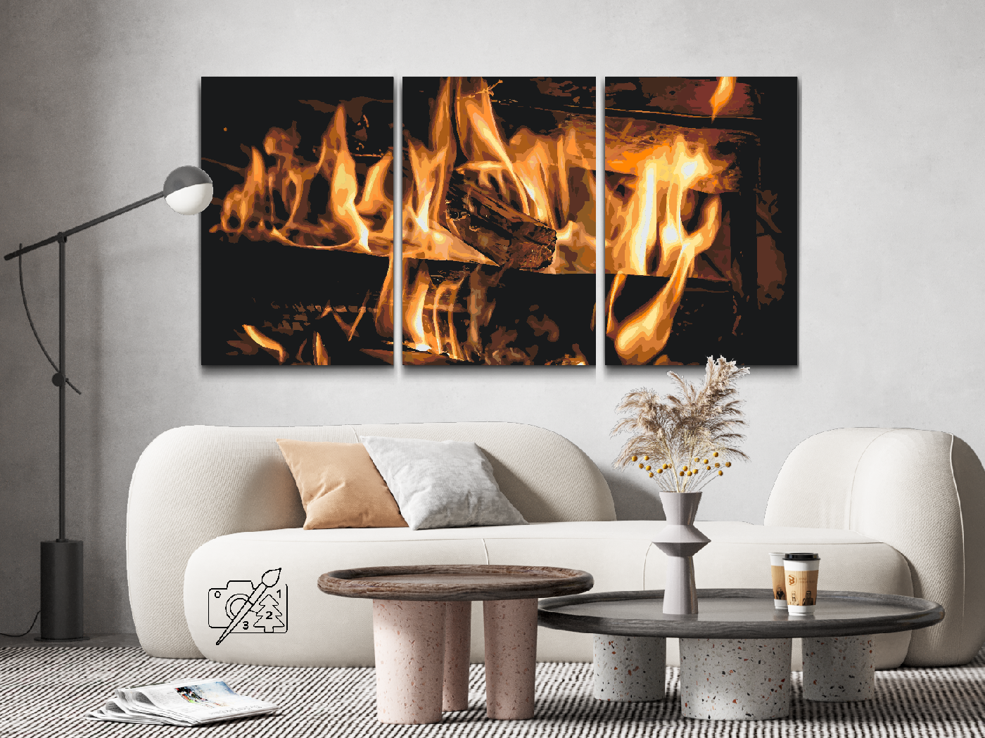 Paint by Numbers - Fire in the Fireplace (sæt af 3)