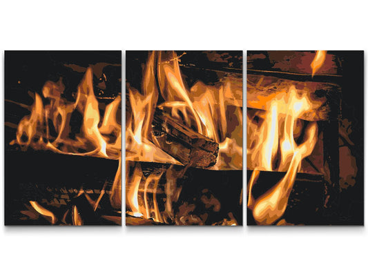 Paint by Numbers - Fire in the Fireplace (sæt af 3)