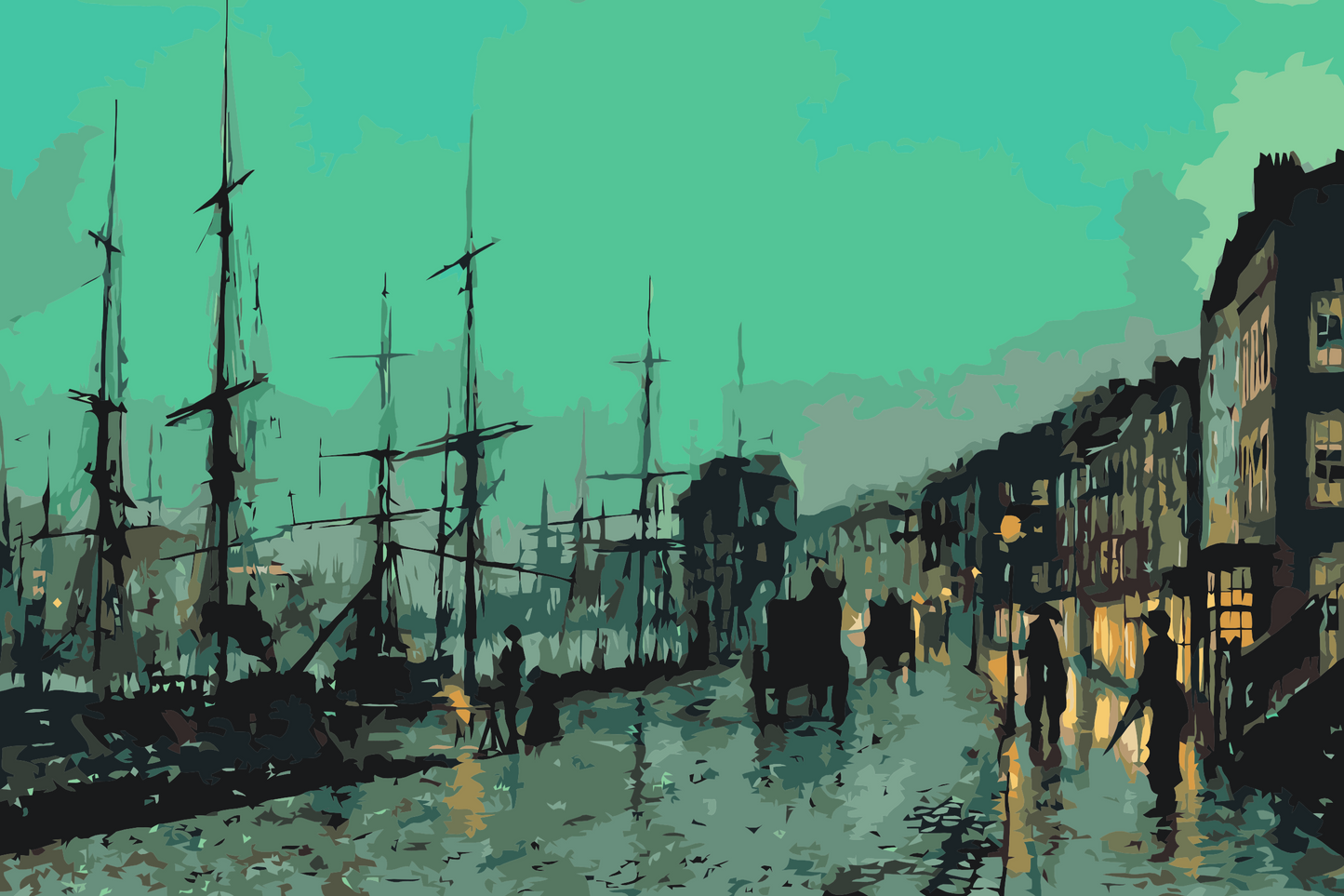 Paint by Numbers - John Atkinson Grimshaw - Skibsfart på Clyde