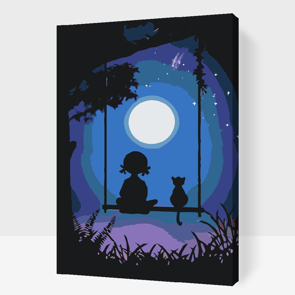 Paint by Numbers - Pige med Kat på Swin