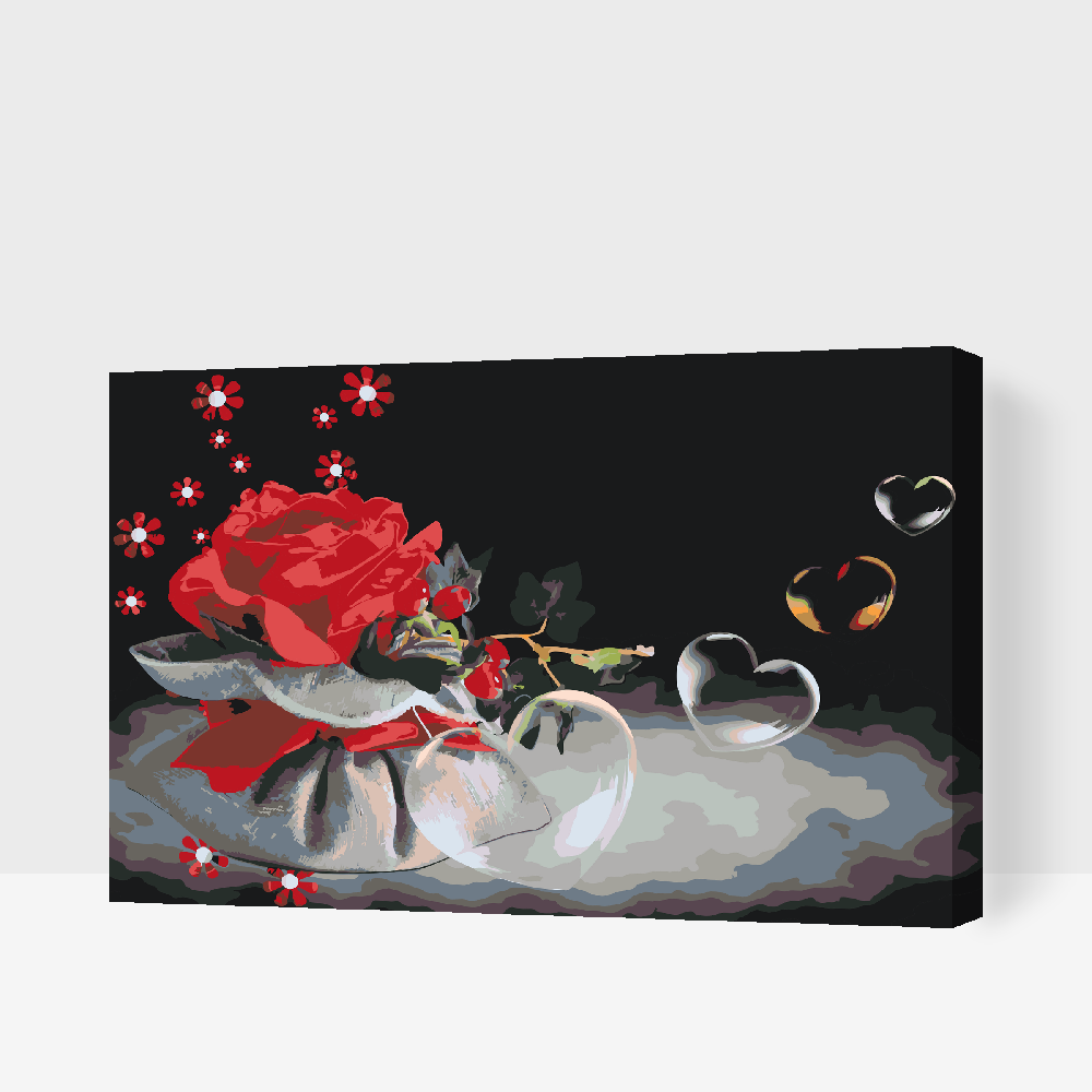 Paint by Numbers - Hjertebobler og Rose