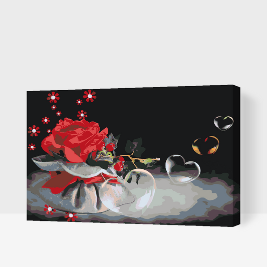 Paint by Numbers - Hjertebobler og Rose