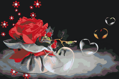 Paint by Numbers - Hjertebobler og Rose