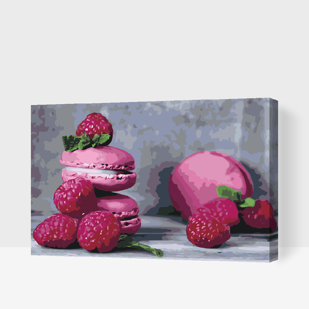 Paint by Numbers - Macarons og hindbær