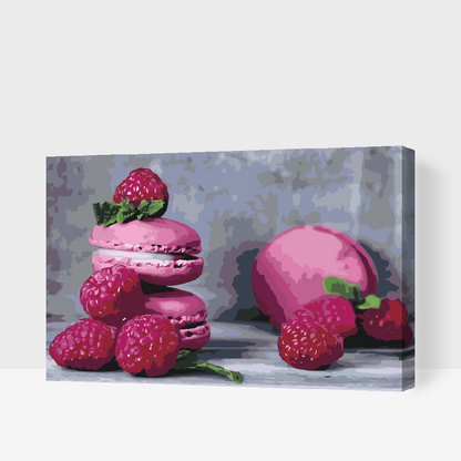 Paint by Numbers - Macarons og hindbær