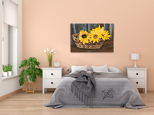 Paint by Numbers - Kurv med solsikker