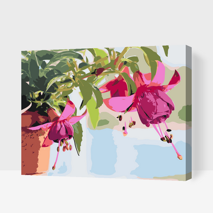 Paint by Numbers - Fuchsia i en blomsterpotte