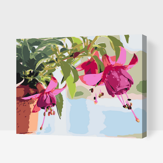 Paint by Numbers - Fuchsia i en blomsterpotte
