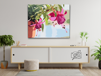 Paint by Numbers - Fuchsia i en blomsterpotte