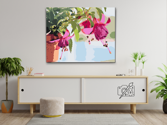 Paint by Numbers - Fuchsia i en blomsterpotte