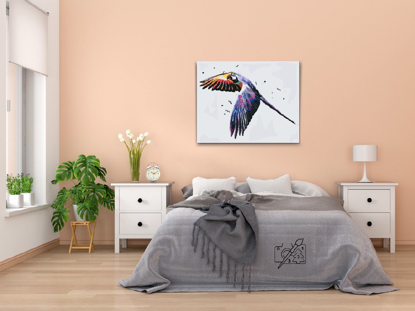 Paint by Numbers - Flyvende papegøje