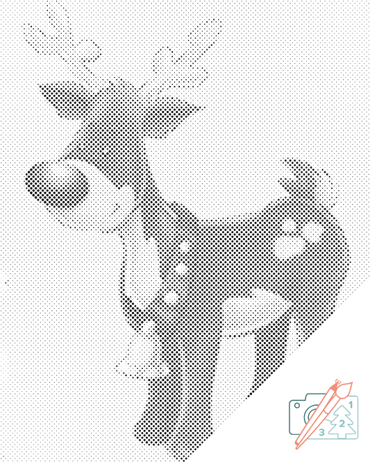 Mal-med-prikker -  Rensdyr-Rudolf