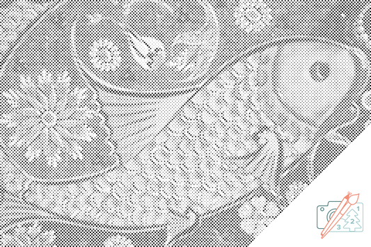 Mal-med-prikker -  Fiskemosaik