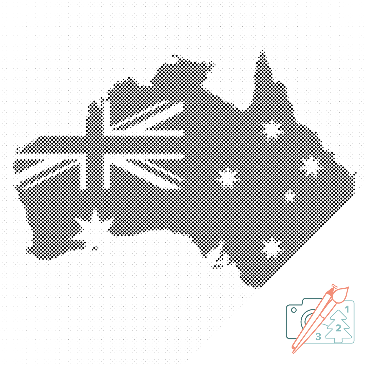 Mal-med-prikker -  Kort over Australien