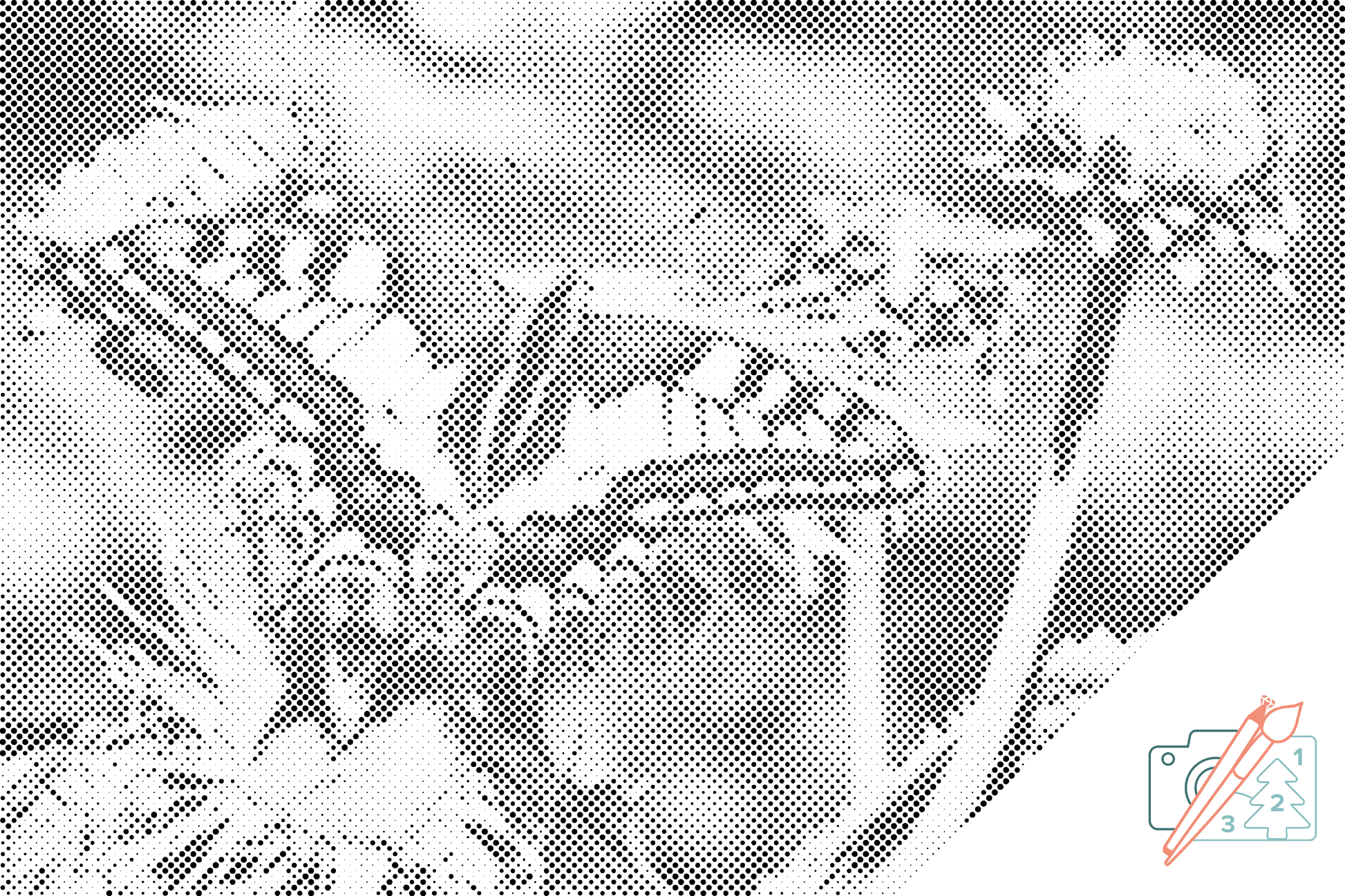 Mal-med-prikker -  Sommerfugl på en mælkebøtte