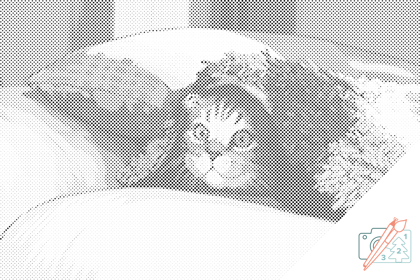 Mal-med-prikker -  Kitty under puden