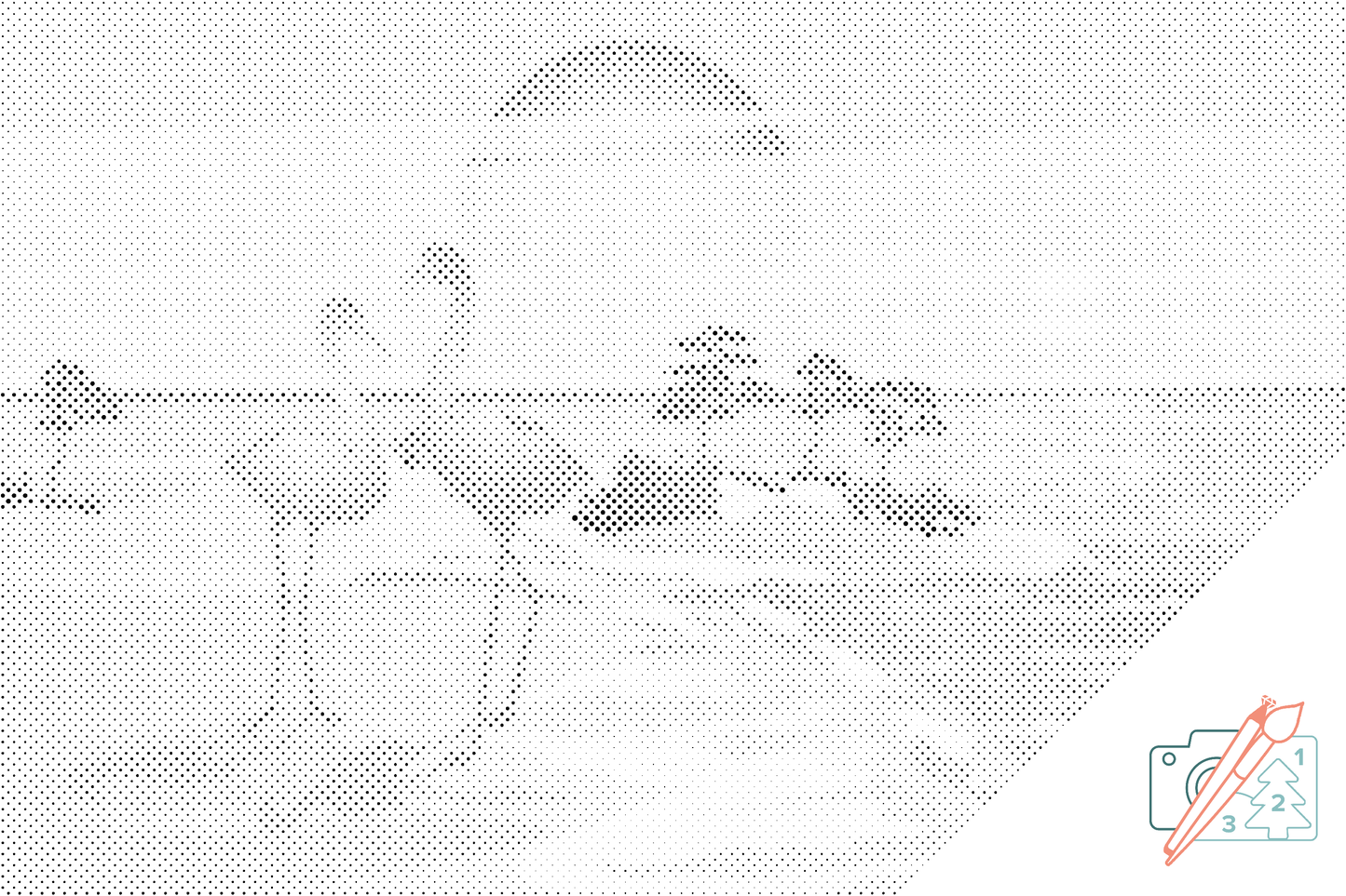 Mal-med-prikker -  Pelikaner på stranden
