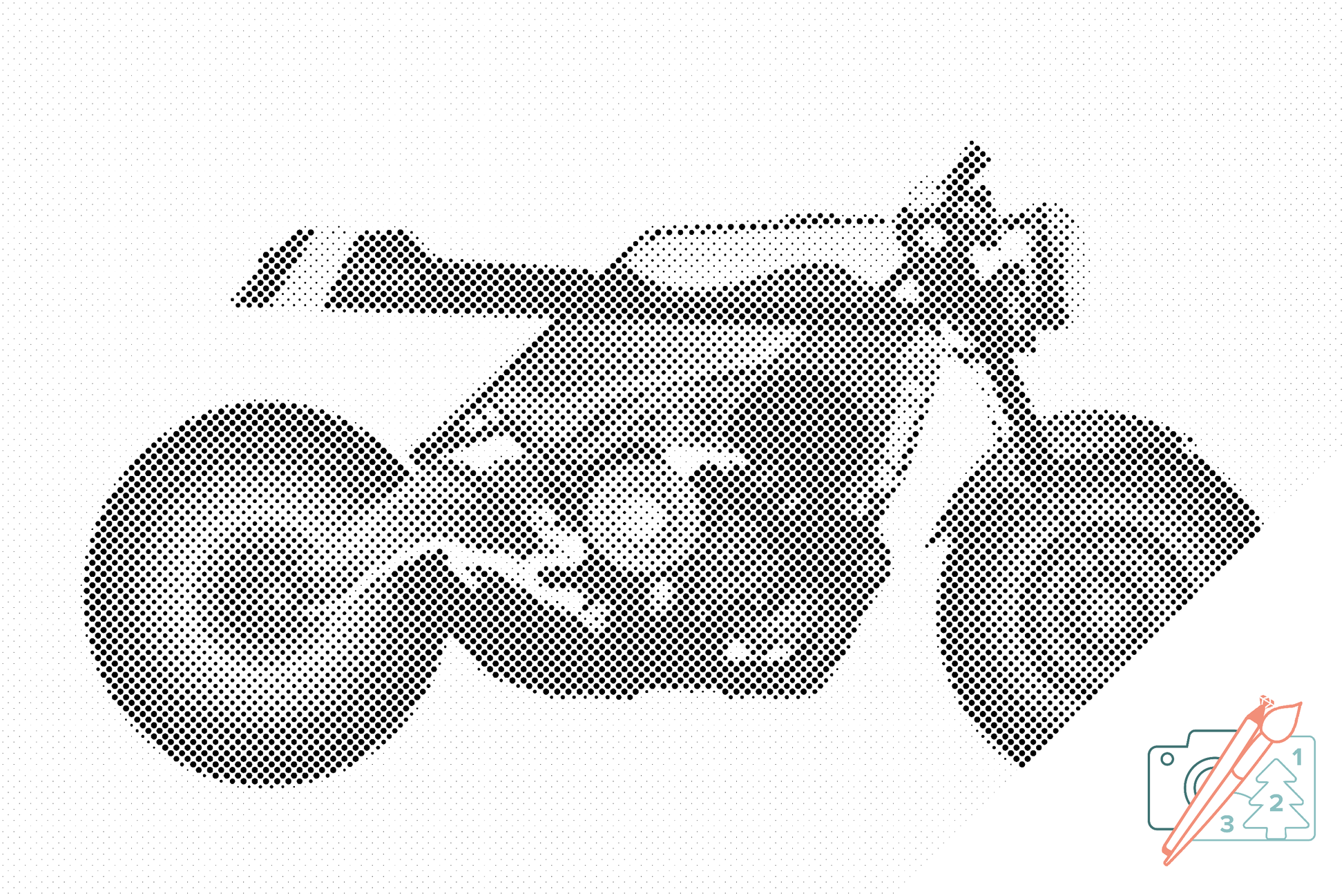Mal-med-prikker -  Stilfuld motorcykel