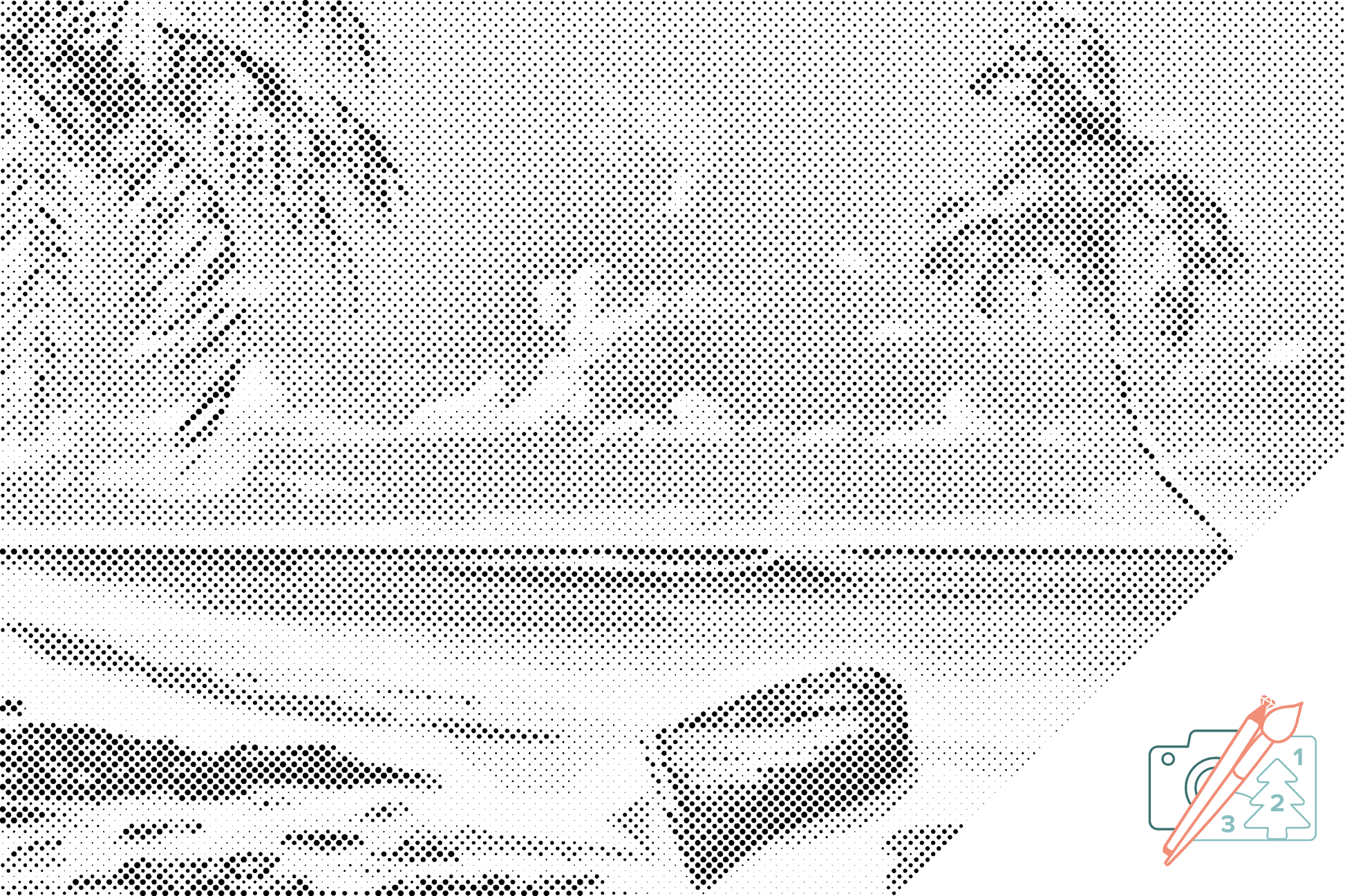 Mal-med-prikker -  Båd på stranden