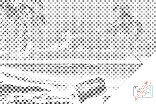 Mal-med-prikker -  Båd på stranden