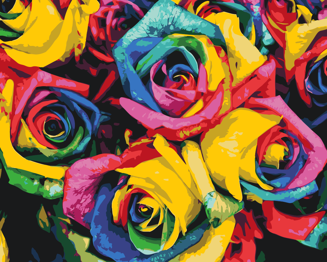 Paint by Numbers - Farverige roser