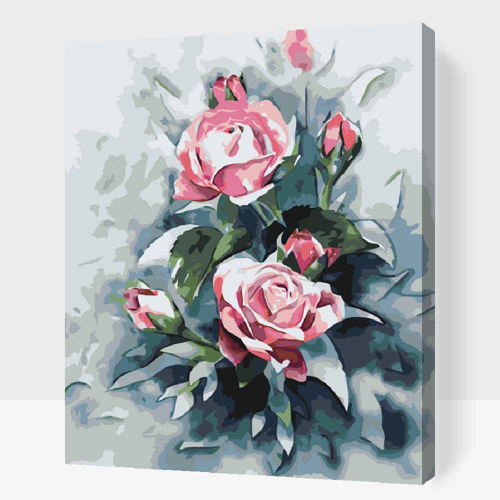 Paint by Numbers - Buket af pastelrosa roser