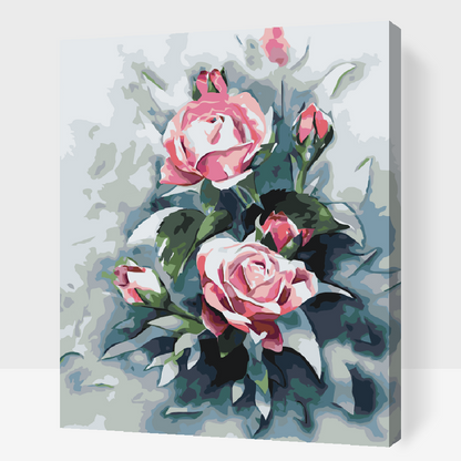Paint by Numbers - Buket af pastelrosa roser