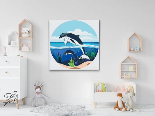 Paint by Numbers - Delfiner i havet