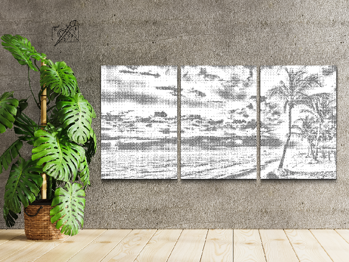 Mal-med-prikker -  Tropical Beach by the Ocean (sæt af 3)