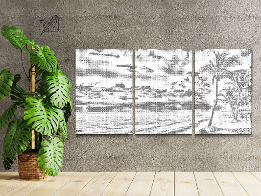 Mal-med-prikker -  Tropical Beach by the Ocean (sæt af 3)